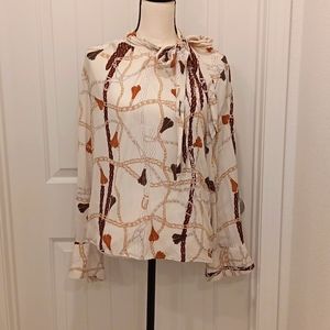 Ninewest mock neck tie long sleeve blouse SZ XXL